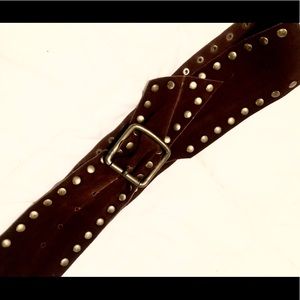 Handcrafted Brown Suede Gold Stud Belt.